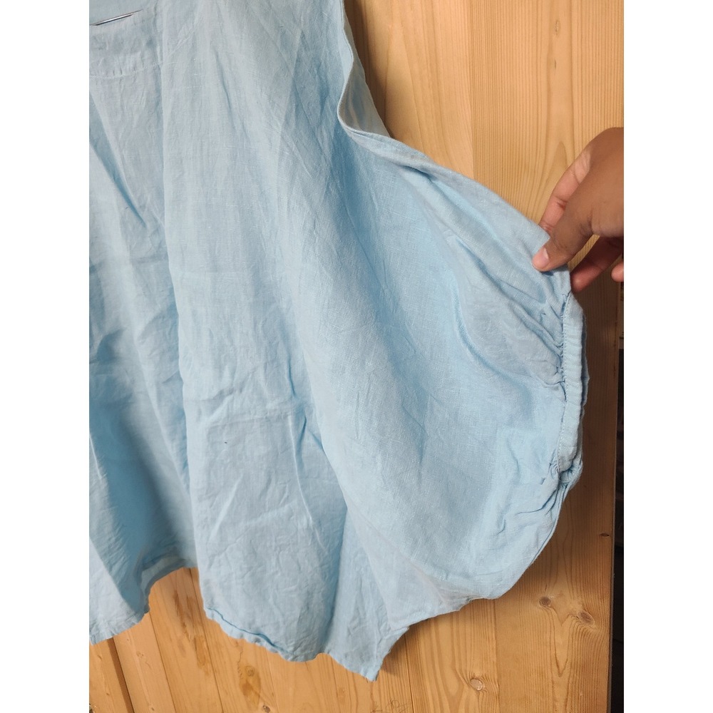 Bryn Walker Linen Top Women OS Light Blue Lagenlook Dolman Sleeve - Picture 3 of 6